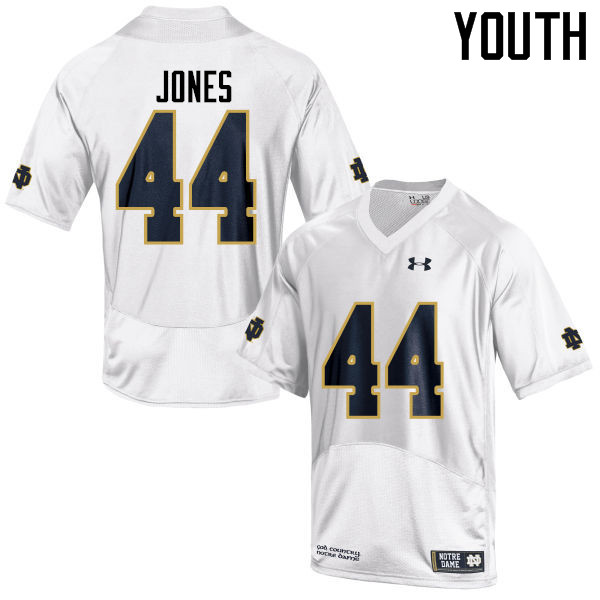 Youth NCAA Notre Dame Fighting Irish #44 Jamir Jones Stitched College Under Armour Authentic White Football Jersey FC10L84KA